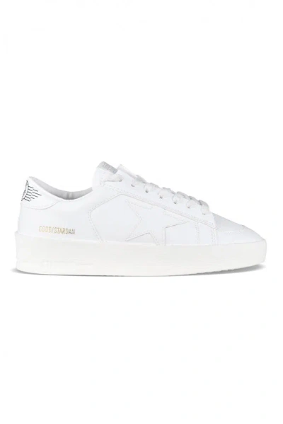 Golden Goose White Stardan Leather Sneakers With Star Motif In White