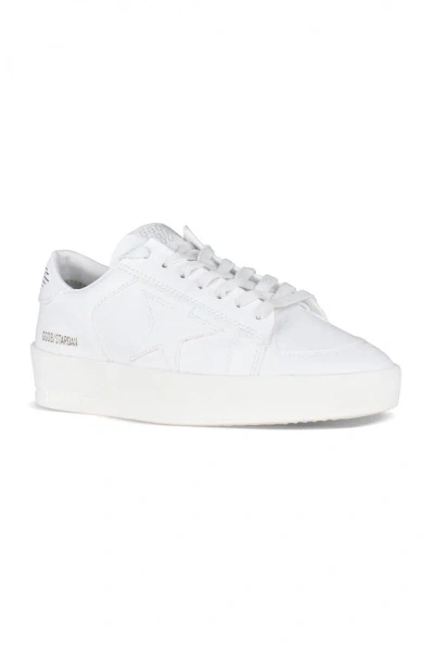 Golden Goose White Stardan Leather Sneakers With Star Motif In White