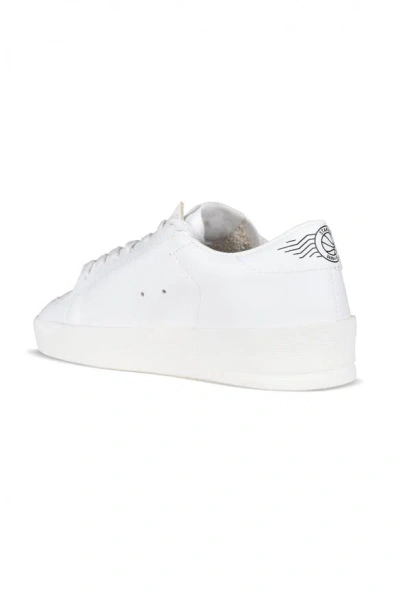 Golden Goose White Stardan Leather Sneakers With Star Motif In White