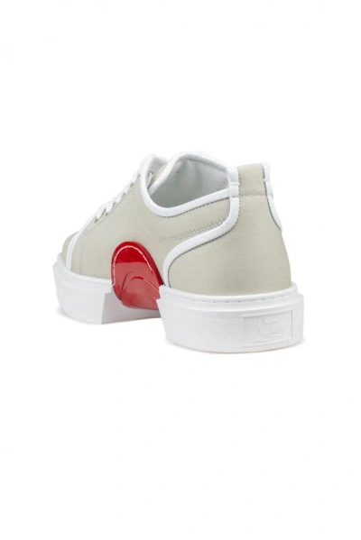 Christian Louboutin Varsijunior Leather-trimmed Cotton-gabardine Sneakers In Gray