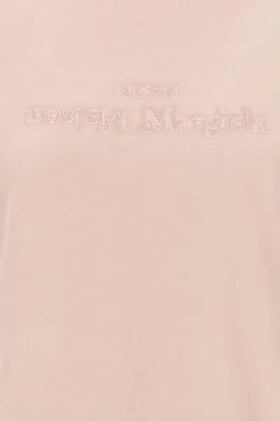 Maison Margiela T-shirt With Embroidered Logo In Pink