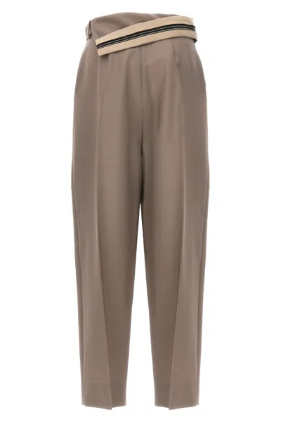 Fendi High-waisted Pleated Front Trousers With Side Pockets In Gray