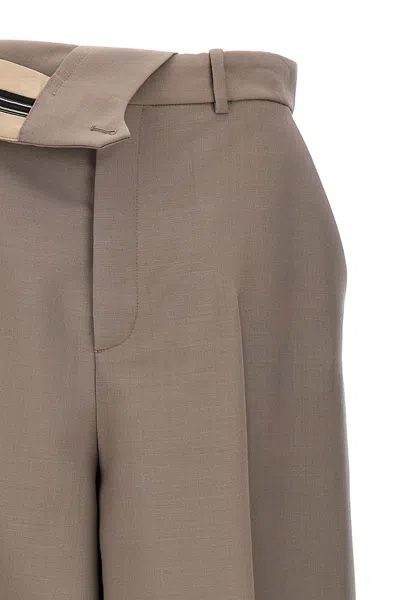 Fendi High-waisted Pleated Front Trousers With Side Pockets In Gray