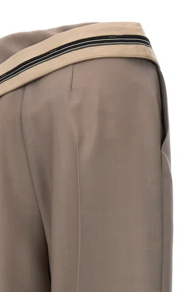 Fendi High-waisted Pleated Front Trousers With Side Pockets In Gray