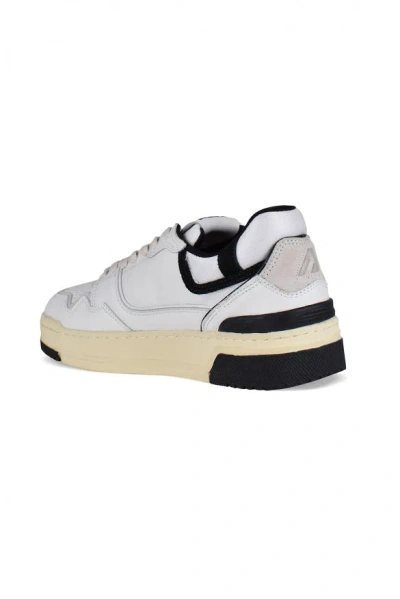 Autry White Low Top Sneakers With Black Details And Logo Patch In Leather And Suede Man In White