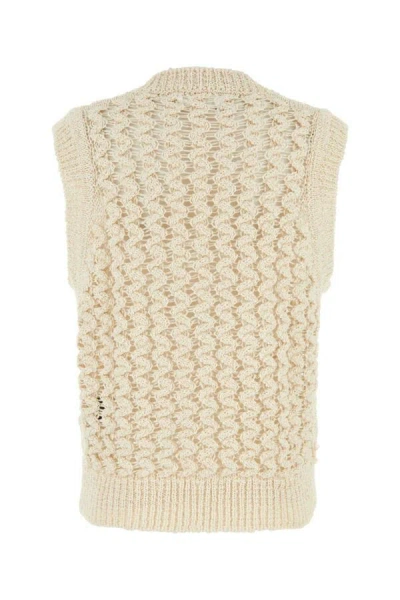 Isabel Marant Faye Zigzag Open Knit Sleeveless Sweater In White