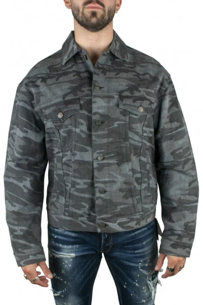 Balenciaga Camouflage-print Denim Jacket In Gray