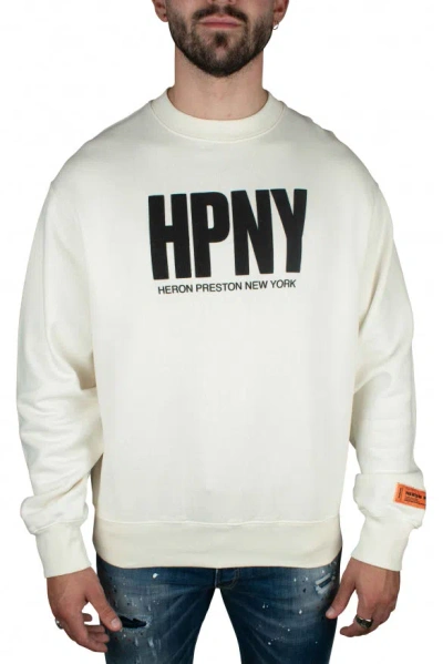 Heron Preston Flocked Logo Cotton Sweatshirt In White