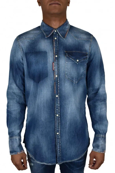 Dsquared2 Pocket Patch Denim Shirt In Blue