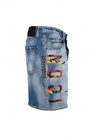 Dsquared2 Icon Sunset Denim Shorts In Blue