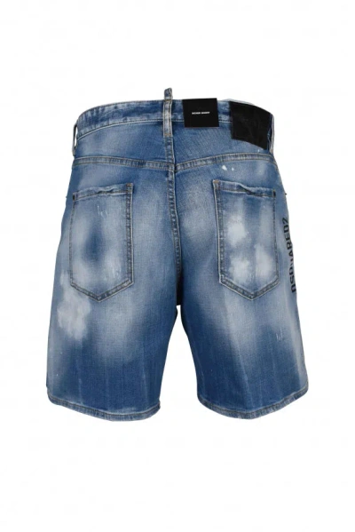 Dsquared2 Icon Sunset Denim Shorts In Blue