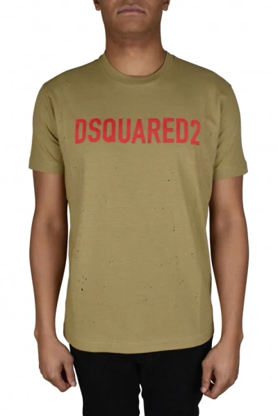 Dsquared2 Man T-shirt Camel Size Xl Cotton In Cream