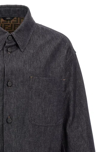 Fendi Dark Blue Denim Selleria Jacket In Blue