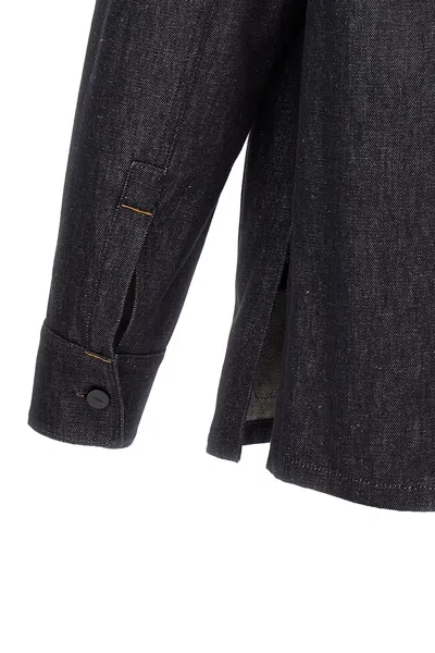 Fendi Dark Blue Denim Selleria Jacket In Blue
