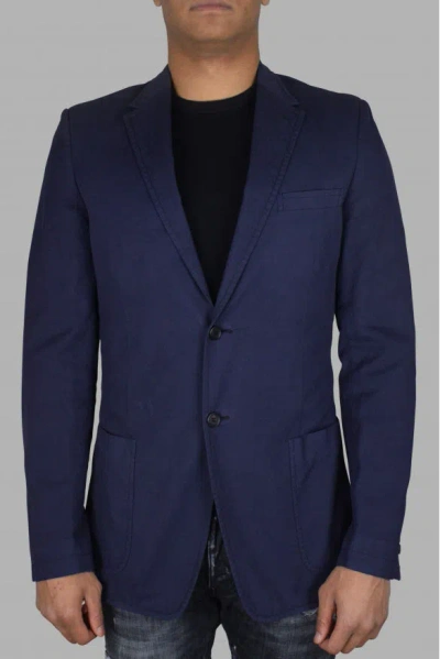 Prada Buttoned Cotton Jacket In Blue