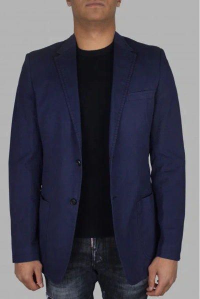Prada Buttoned Cotton Jacket In Blue