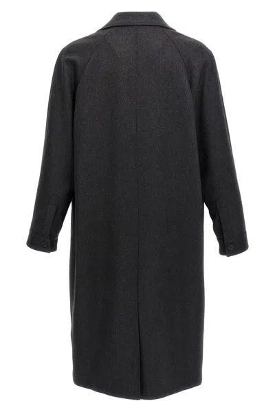 Fendi Single-breasted Cashmere Coat In Gray