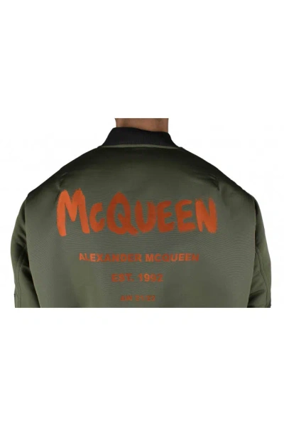 Alexander Mcqueen Logo Printed Zipped Bomber Jacket In Yellow