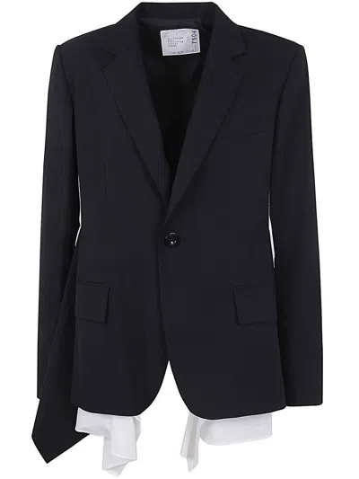 Sacai Women's Suiting X Cotton Poplin Jacket In Black