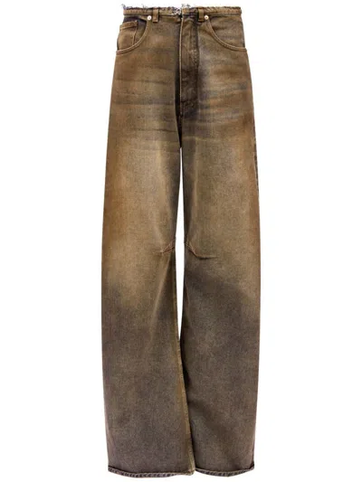 Mm6 Maison Margiela Washed High Rise Boyfriend Jeans In Brown