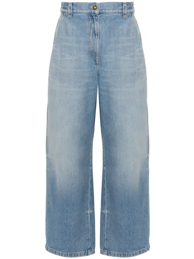Palm Angels Wide Leg Denim Jeans In Light Blue Light Blue