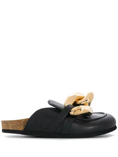 Jw Anderson Jw Flt Pmp Rtoe Mle Gld Chn Lthr In Black