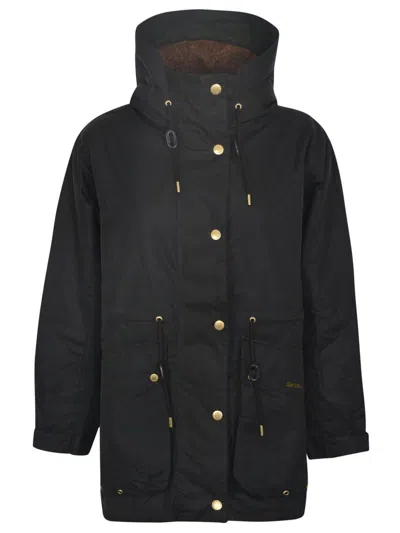 Barbour Funnel Neck Drawstring Long-sleeved Jacket In Sage Classic