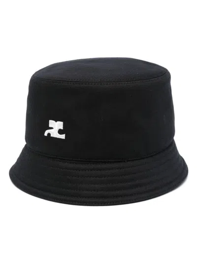Courrèges Signature Bucket Hat - Courreges - Cotton - Black In Black