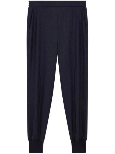 Stella Mccartney Wool Flannel Jogger In Navy