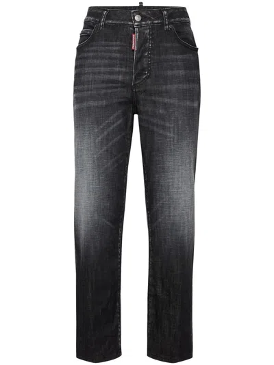 Dsquared2 Straight-leg Jeans With Faded Effect And 5 Pockets In Black