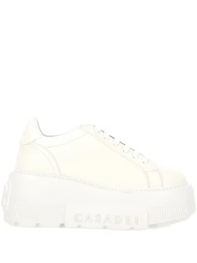Casadei White Leather Nexus Sneakers In White