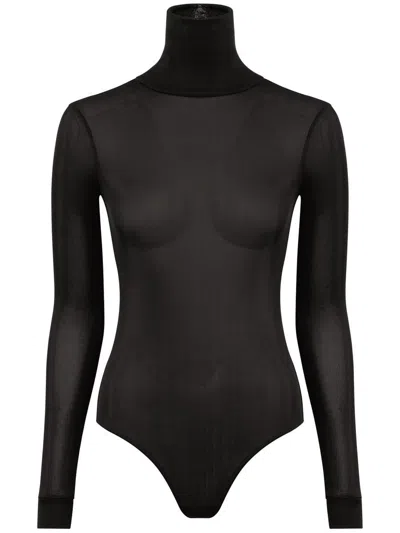 Maison Margiela Maison Martin Margiela Women Body Collo Alto Semitrasparente In Black
