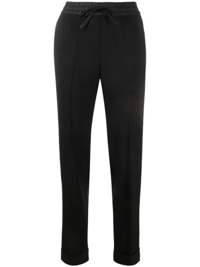 P.a.r.o.s.h Wool Blend Drawstring Trousers With Cuffed Hems In Black