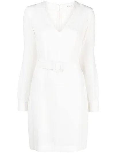 P.a.r.o.s.h V-neck Belted Minidress Cut-out Sleeves In White