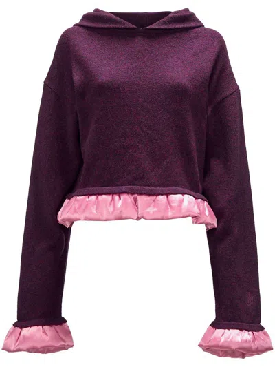 Jw Anderson J.w. Anderson Jwanchor Satin Trimmed Sweatshirt In Plum