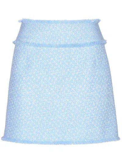 Shop Dolce & Gabbana Tweed Mini Skirt In Clear Blue