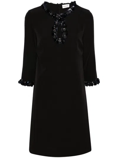 P.a.r.o.s.h Mini Dress Sequin-embellished Long Sleeves In Black