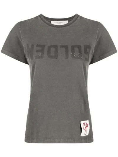 Golden Goose Doris Upside Down Logo Cotton Graphic Tee In Grey