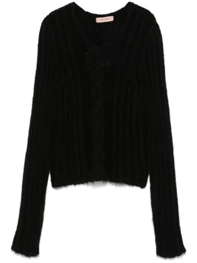 Twinset Ribbed Sweater In Black