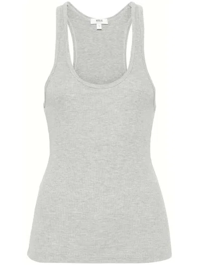 Agolde Poppy Ribbed Stretch Organic Cotton And Tencel Lyocell-blend Jersey Tank In Gryhr