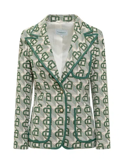 Shop Casablanca Single-breasted Jacket In Green