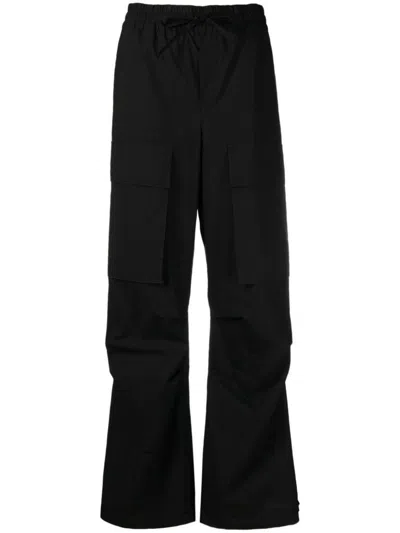 P.a.r.o.s.h Cargo Trousers Dart Detailing Drawstring Hem In Black