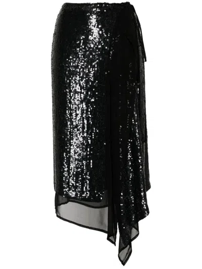 P.a.r.o.s.h Sequin Embellished Wraparound Skirt In Black