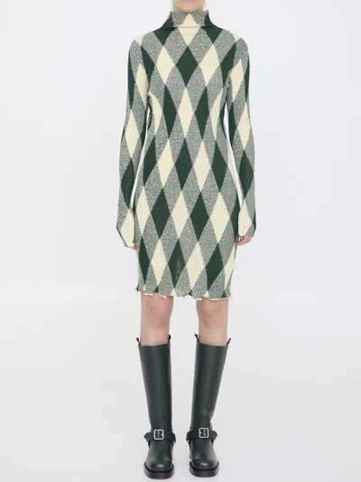 Burberry Cotton-silk Blend Dress In Green