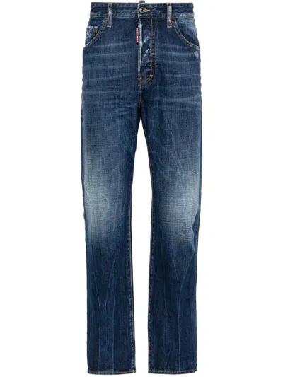 Dsquared2 Cool Guy Blue Jeans With Faded Effect In Denim Man In Navy Blue