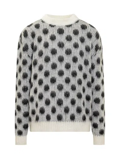 Marni Polka Dot Crewneck Sweater In Black