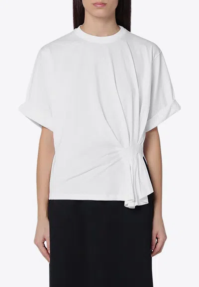 Shop Victoria Beckham Draped Crewneck T-shirt In White