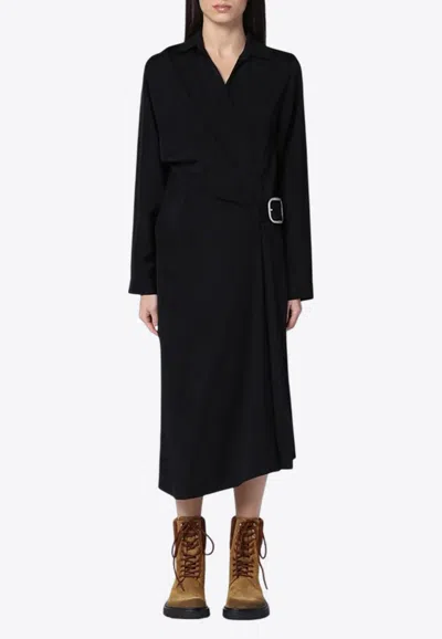 Loewe Belted Wool Dress In Black
