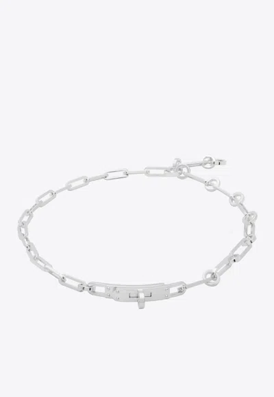 Pre-owned Hermes Kelly Pm Double Chaine Bracelet In Silver