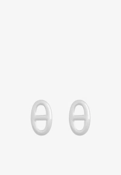 Pre-owned Hermes Farandole Tpm Earrings In Silver